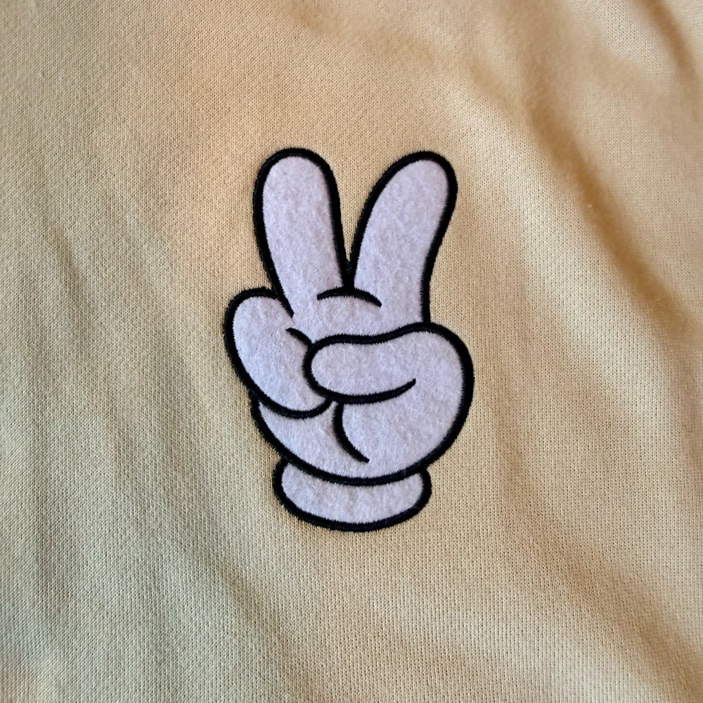 Disney Parks Disneyland WDW Mickey Mouse Peace Signs Crewneck Sweatshirt - Picture 5 of 5